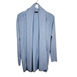Zara Knit Heather Blue Shawl Collar Open Front Knit Cardigan - Size M